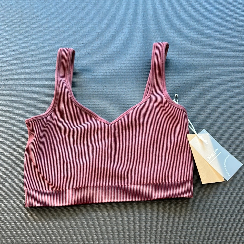 POPFLEX Ribbed Crop Top in Mauve Pink